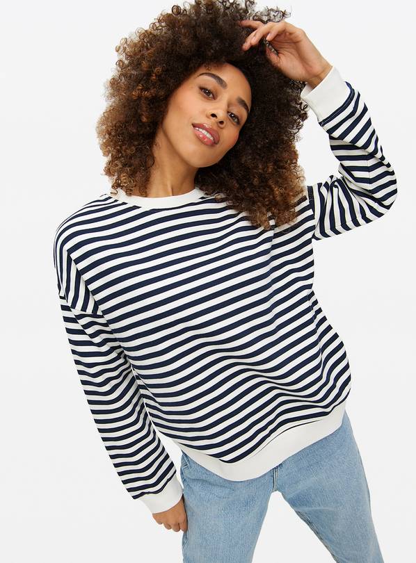 Nautical Stripe Relaxed Crew Sweatshirt XS